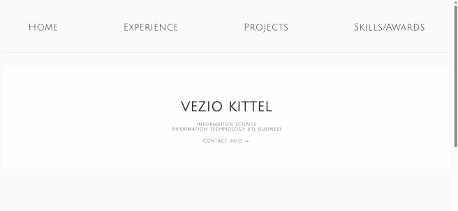Screenshot of personal portfolio website